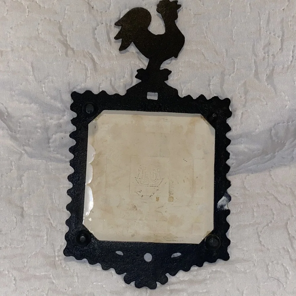 Trivet‎ Iron Tile Vintage Japan Enesco Home Sweet Home  Rooster Hot Cold